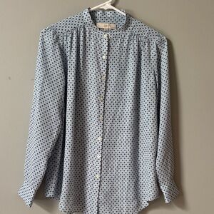 LOFT Blue and White Polka Dot Blouse